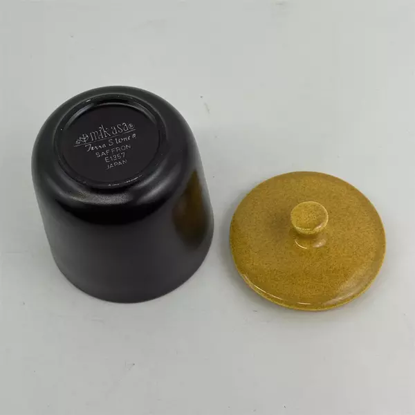 Vintage Mikasa Terra Stone Sugar Bowl w/ Lid E1357 Saffron Japan