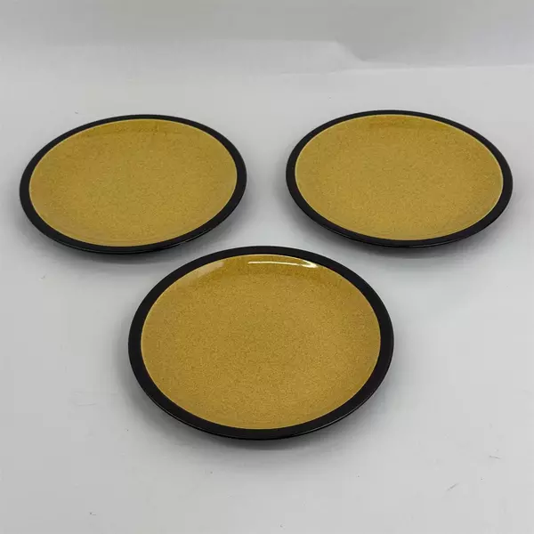 Set of 3 Vintage Mikasa Terra Stone Saffron Stoneware Salad Plates