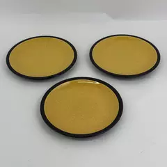 Set of 3 Vintage Mikasa Terra Stone Saffron Stoneware Salad Plates