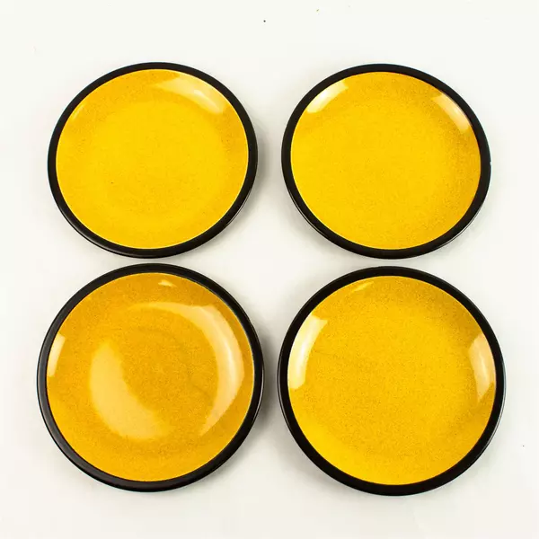 Set of 4 Vintage Mikasa Terra Stone Saffron Stoneware Salad Plates