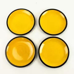 Set of 4 Vintage Mikasa Terra Stone Saffron Stoneware Salad Plates