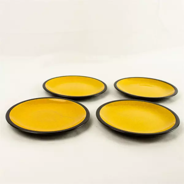 Set of 4 Vintage Mikasa Terra Stone Saffron Stoneware Salad Plates