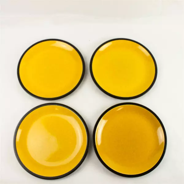 Set of 4 Vintage Mikasa Terra Stone Saffron Dinner Plates 1974-79 10.75"