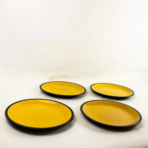 Set of 4 Vintage Mikasa Terra Stone Saffron Dinner Plates 1974-79 10.75"