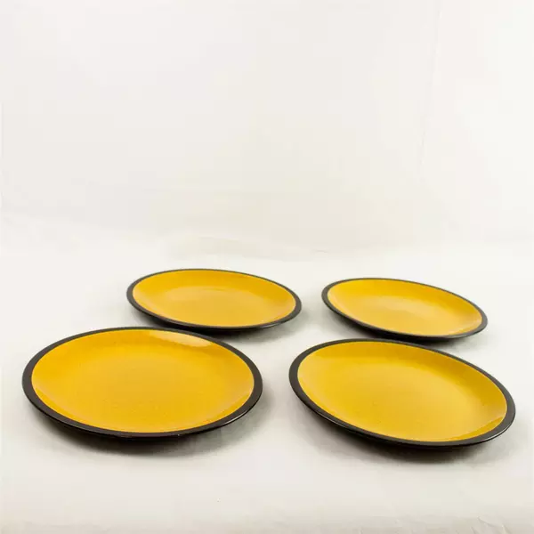 Set of 4 Vintage Mikasa Terra Stone Saffron 10.75" Dinner Plates 1974-79