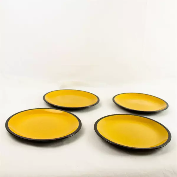 Set of 4 Vintage Mikasa Terra Stone Saffron 10.75" Dinner Plates 1974-79