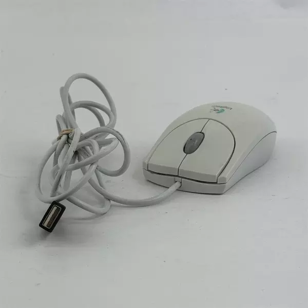Logitech First Pilot White Wheel Mouse USB/PS2 Untested