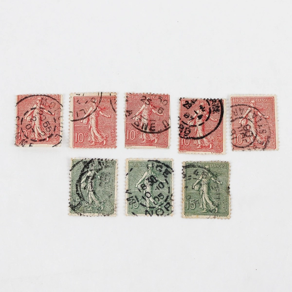 Lot Of 8 France Sower Semeuse Statue 10c 15c Stamps Used Canceled 1900s