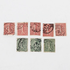 Lot Of 8 France Sower Semeuse Statue 10c 15c Stamps Used Canceled 1900s