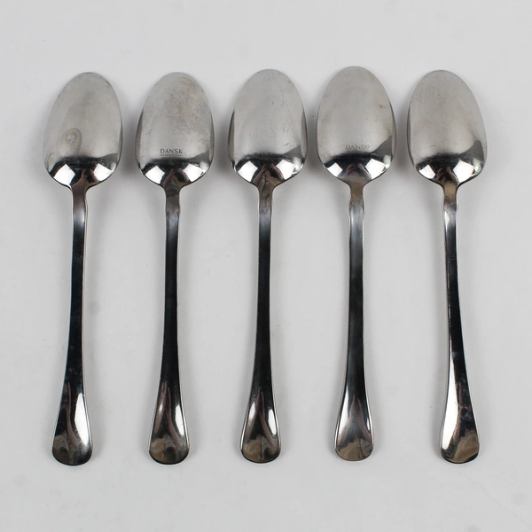 Set of 5 Dansk Escapade 18/10 Stainless Steel Oval Soup Spoons