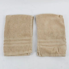 Lot Of 2 Soft Sense Swift Dry Matching Beige Hand Towels 100% Cotton 15" x 23"