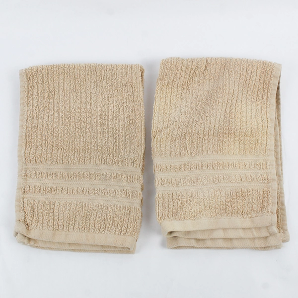 Lot Of 2 Soft Sense Swift Dry Matching Beige Hand Towels 100% Cotton 15" x 23"