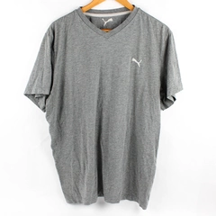 PUMA V Neck Short Sleeve Tee Shirt Men's Grey Casual Tops