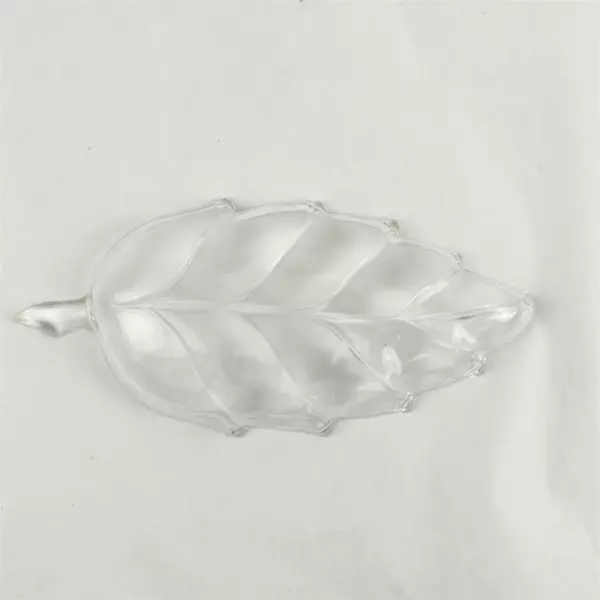 Vintage Clear Glass Leaf Relish Tray Nut Trinket Dish 9.75in