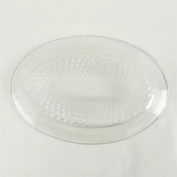 VINTAGE Indiana Glass Diamond Point Oval Clear Butter Dish Base No Cover