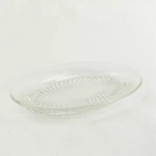 VINTAGE Indiana Glass Diamond Point Oval Clear Butter Dish Base No Cover