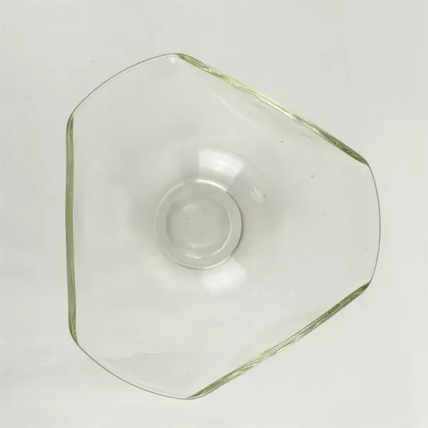 Mid-Century Hand-Blown Clear Glass Bowl 10in Vintage