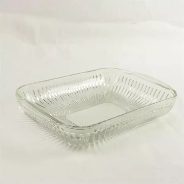 Vintage Anchor Hocking Queen Mary Ribbed Rectangular Glass Casserole Dish