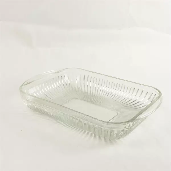 Vintage Anchor Hocking Queen Mary Ribbed Rectangular Glass Casserole Dish