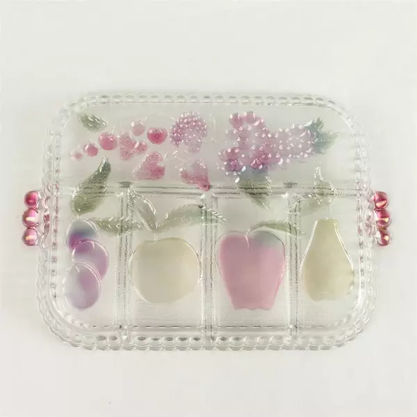Vintage Indiana Glass 5-Section Divided Relish Tray Fruit Motif