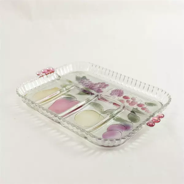 Vintage Indiana Glass 5-Section Divided Relish Tray Fruit Motif