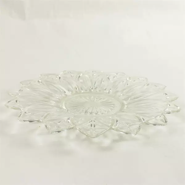 Vintage Federal Pressed Glass Plate 9.5" Petal Pattern - Chips