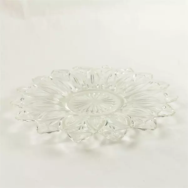 Vintage Federal Pressed Glass Plate 9.5" Petal Pattern - Chips