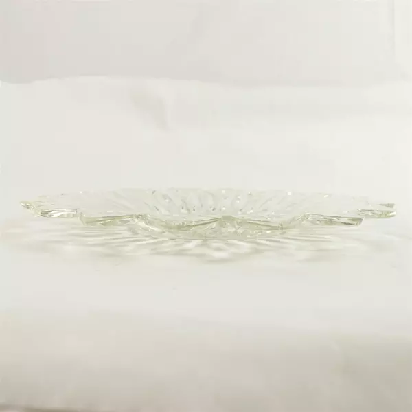 Vintage Federal Pressed Glass Plate 9.5" Petal Pattern - Chips