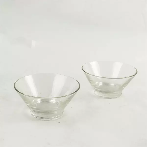 Set of 2 Clear Glass Fruit Serving Bowls