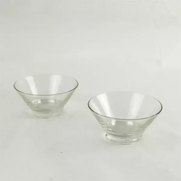 Set of 2 Clear Glass Fruit Serving Bowls