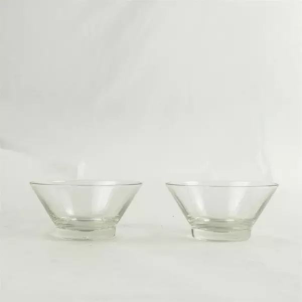 Set of 2 Clear Glass Fruit Serving Bowls