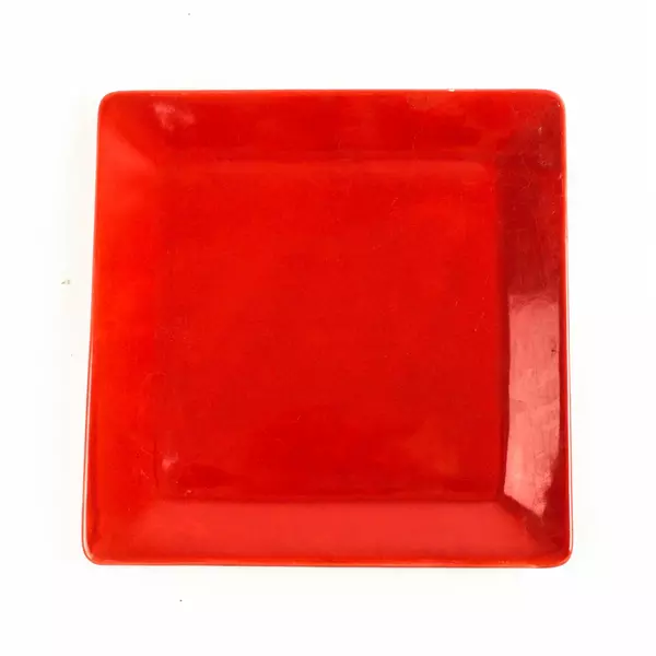 Belaverra 8.5in Square Dinner Plate Red-Orange Glaze 