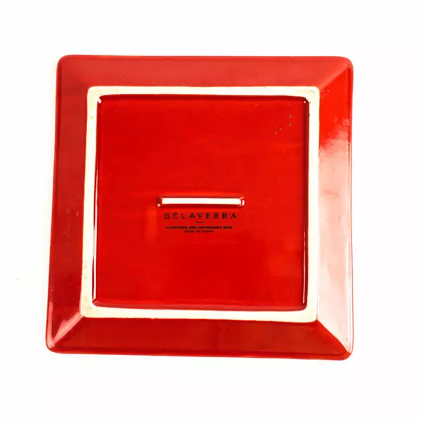 Belaverra 8.5in Square Dinner Plate Red-Orange Glaze 