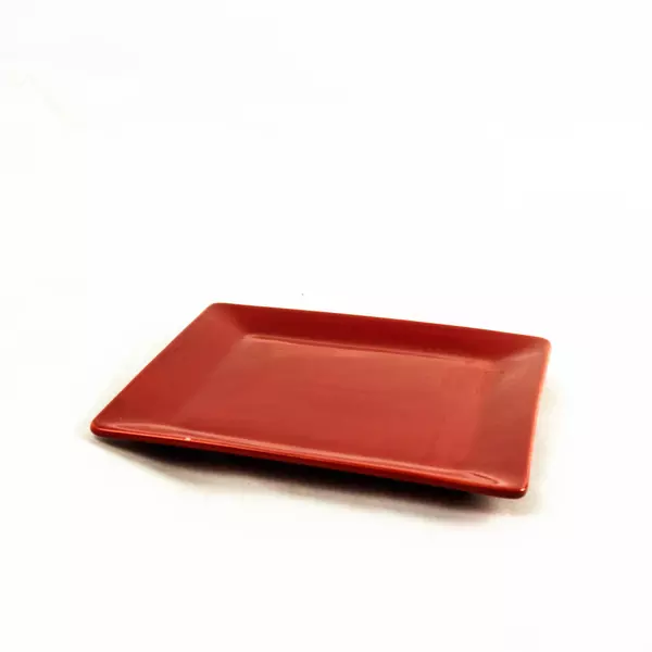 Belaverra 8.5in Square Dinner Plate Red-Orange Glaze 
