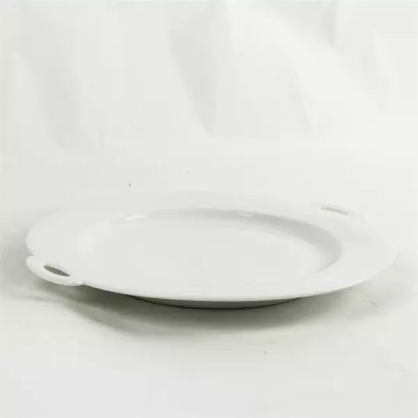 White Serving Plate w/Handles 10 x 10.75 in Appetizer Dessert