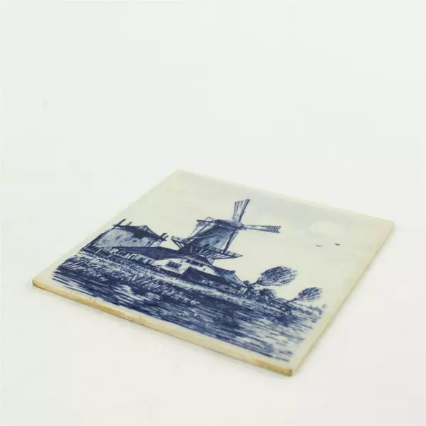 H & R Johnson LTD Square Delft Blue Windmill Tile 4.25in
