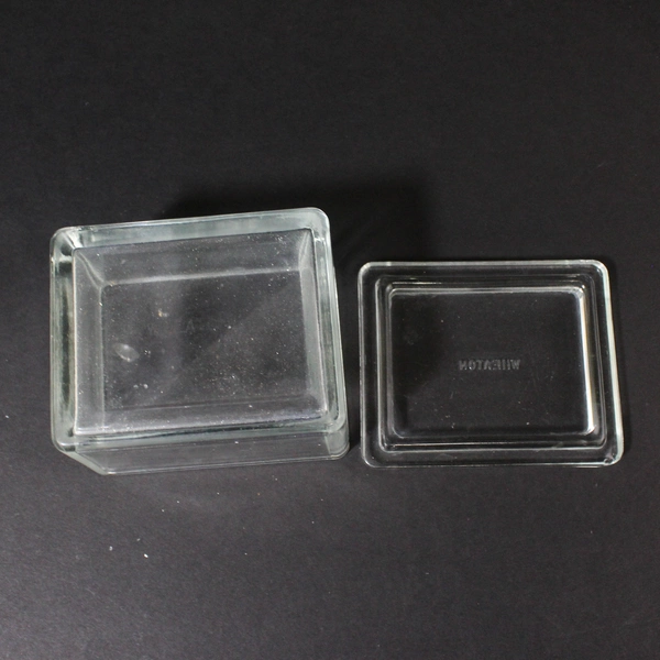 Vintage Wheaton Rectangle Clear Glass Refrigerator Jar/Container W/ Matching Lid