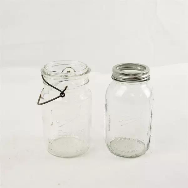 Lot of 2 Ball Mason Jars Eclipse Wide Mouth with Hinge - No Lid