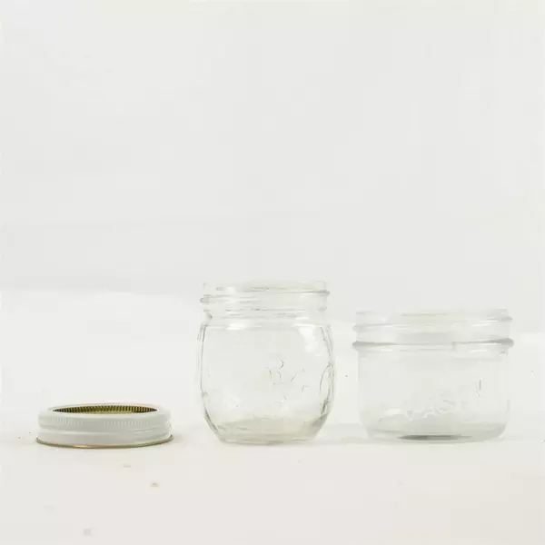 Lot of 2 Small Mason Jars for Jelly Jam Storage Crafts No Lids Ring Included
