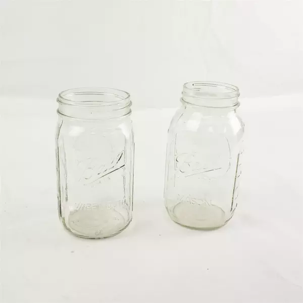Lot of 2 Ball Mason Jars - Used Glass Storage Jars No Lids