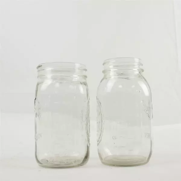 Lot of 2 Ball Mason Jars - Used Glass Storage Jars No Lids
