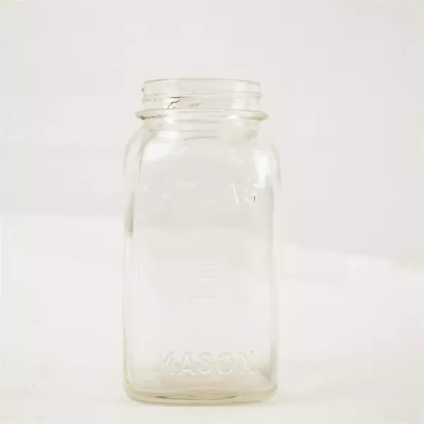 Vintage Hazel-Atlas Strong Shoulder Mason Jar Clear No Lid