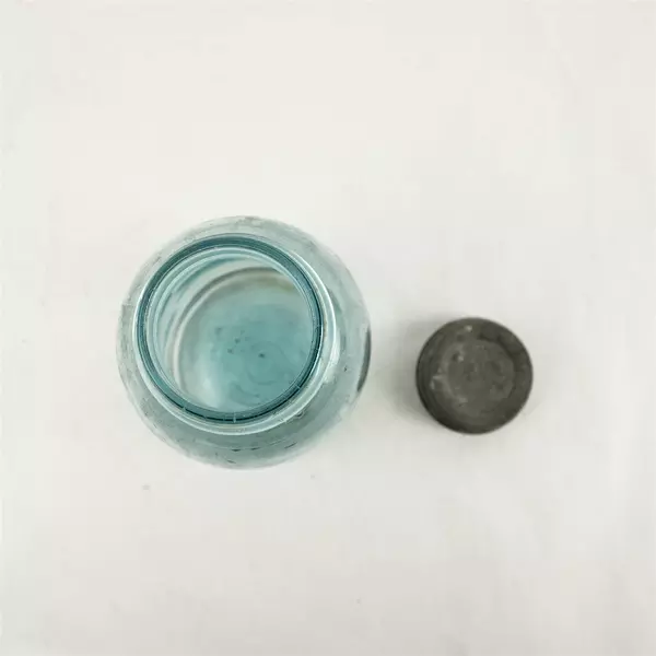 Vintage Ball Perfect Mason Blue Glass Jar w/ Zinc Lid
