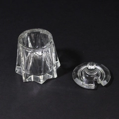 Unbranded Unmarked Clear Cut Glass Toothpick Holder With Matching Top 4" Tall