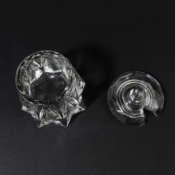 Unbranded Unmarked Clear Cut Glass Toothpick Holder With Matching Top 4" Tall