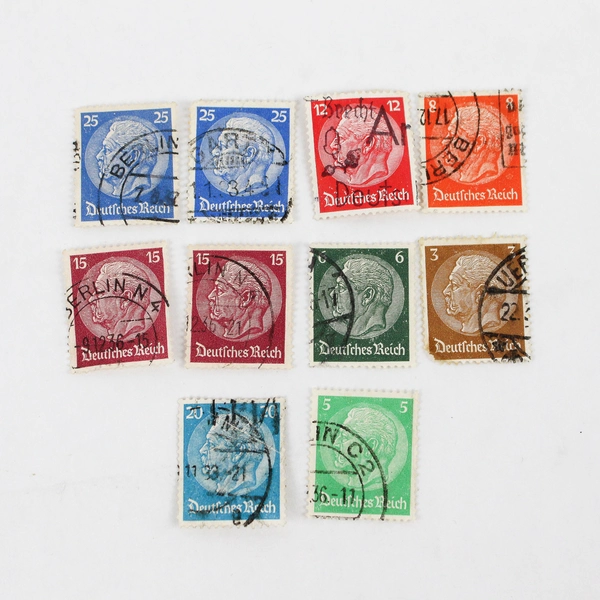 Lot Of 10 Germany Hindenburg 3/5/6/8/12/15/20/25 Pfennig Stamps Used 1930s