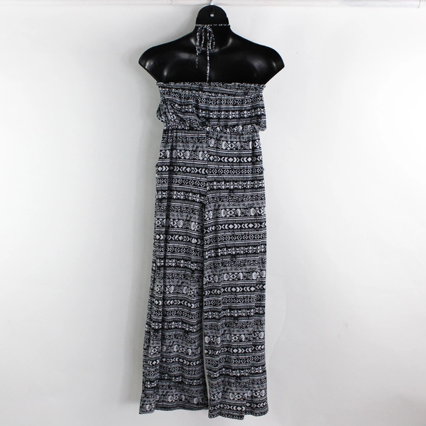 No Boundaries Black and White Tribal Print Halter Jumpsuit Juniors Size M 7-9