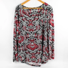 Fylo Black White Red and Pink Long-Sleeved Top Women's Size XL