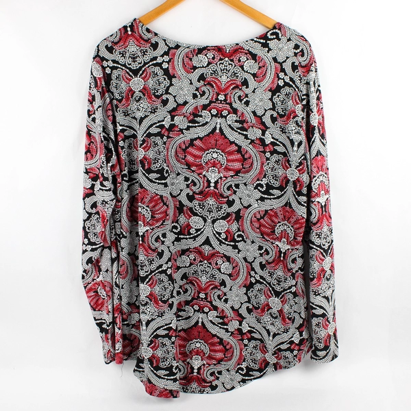 Fylo Black White Red and Pink Long-Sleeved Top Women's Size XL
