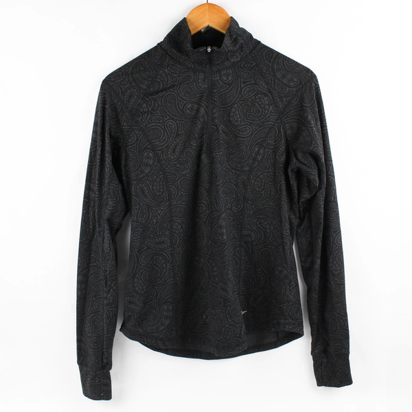 Old Navy Black Paisley Long Sleeve Quarter Zip Jacket Women's Size M